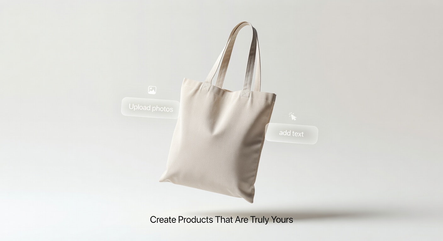 Custom Canvas Tote Bag Floating